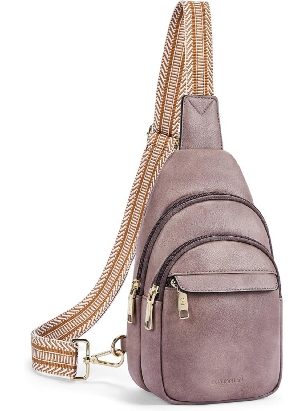 Womens Purple Leather Adjustable Strap Crossbody Fanny Pack Boho Sling Chest Bag